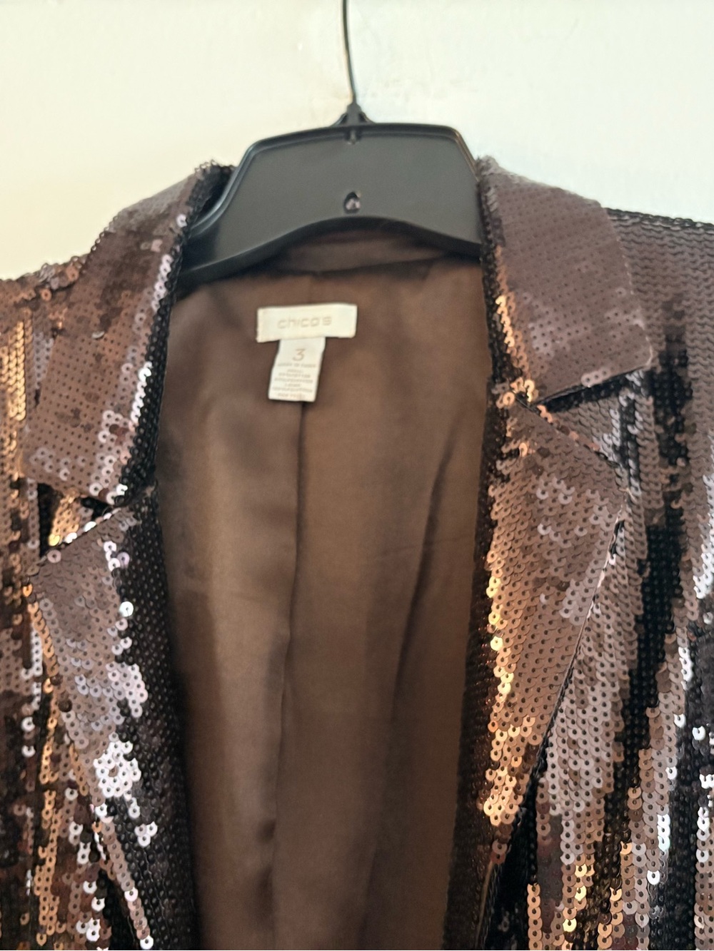 Chico's Dark Bronze Sequin Blazer - Picture 3 of 6